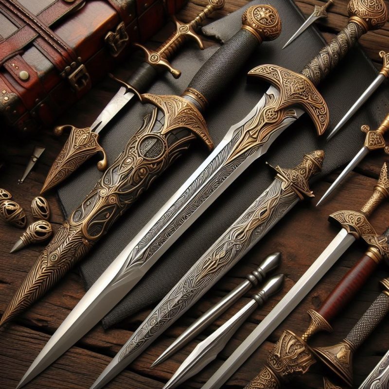 Crafting intricate replica swords through meticulous design and skilled craftsmanship.