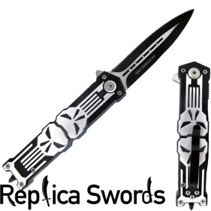 Punisher Glass Breaker Spring Assisted Knife Black Replica