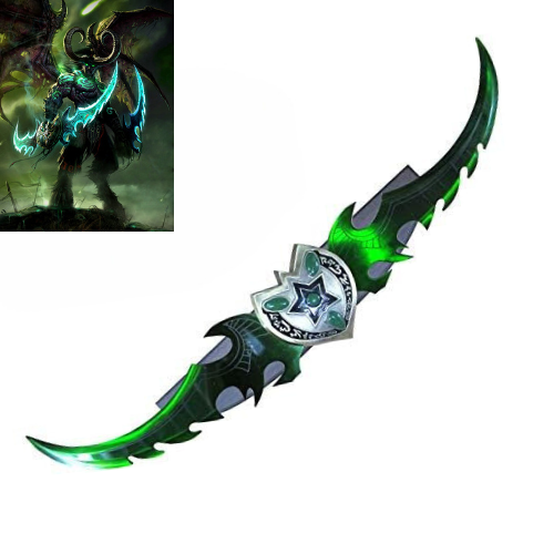 Untitled design (76) WOW Azzinoth Illidan Warglaive With Green Blades 49" Replica